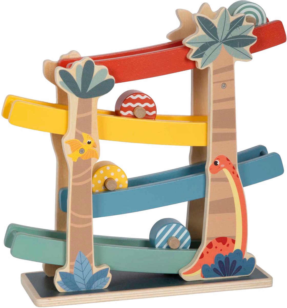 Kleine voet - houten knikkerbaan dino