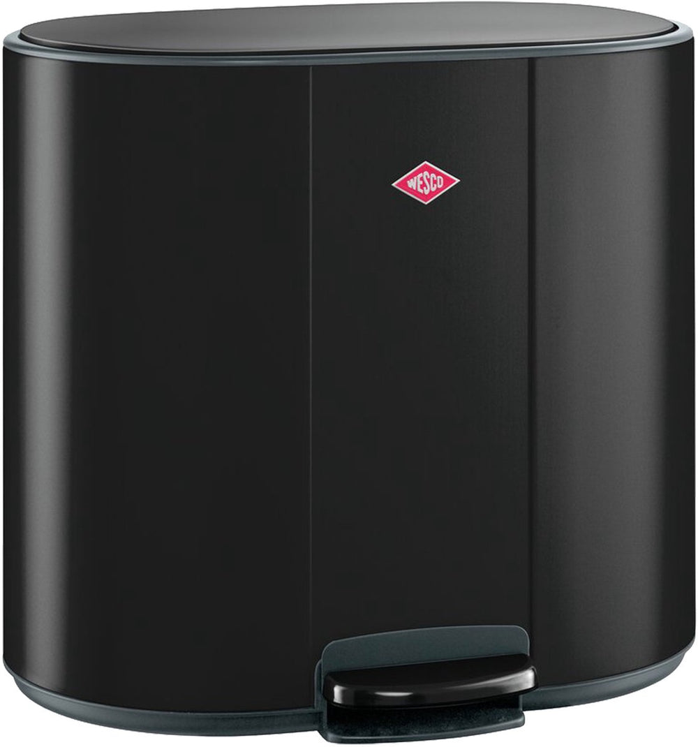 Wesco multicollector 2 prullenbak afvalscheiding (2x25 liter) | 50 liter | metaal - matzwart | duo pedaalemmer met soft close en geurfilter
