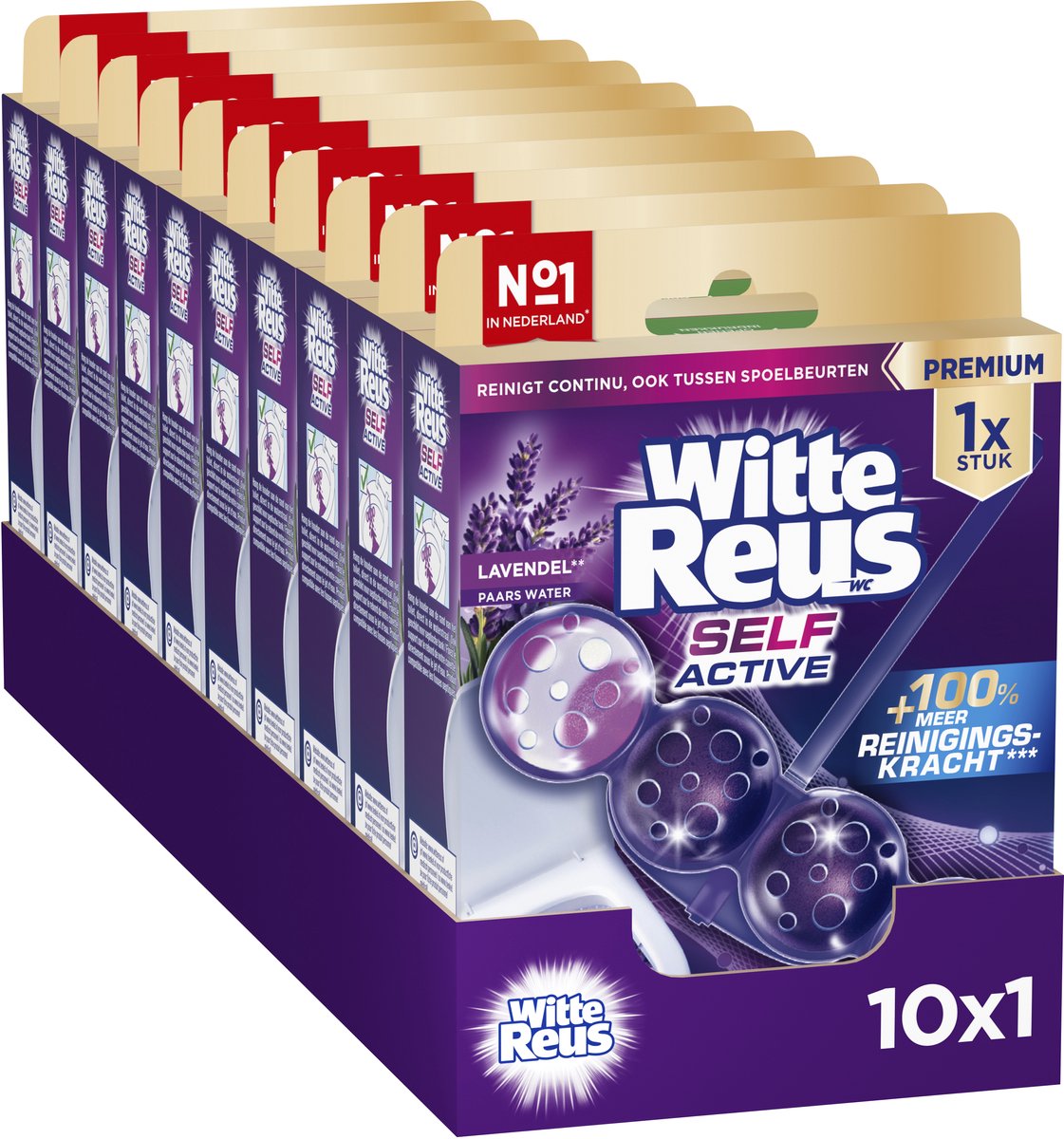 Witte reus self active lavendel 50gr - wc blokjes - voordeelverpakking - 10 stuks