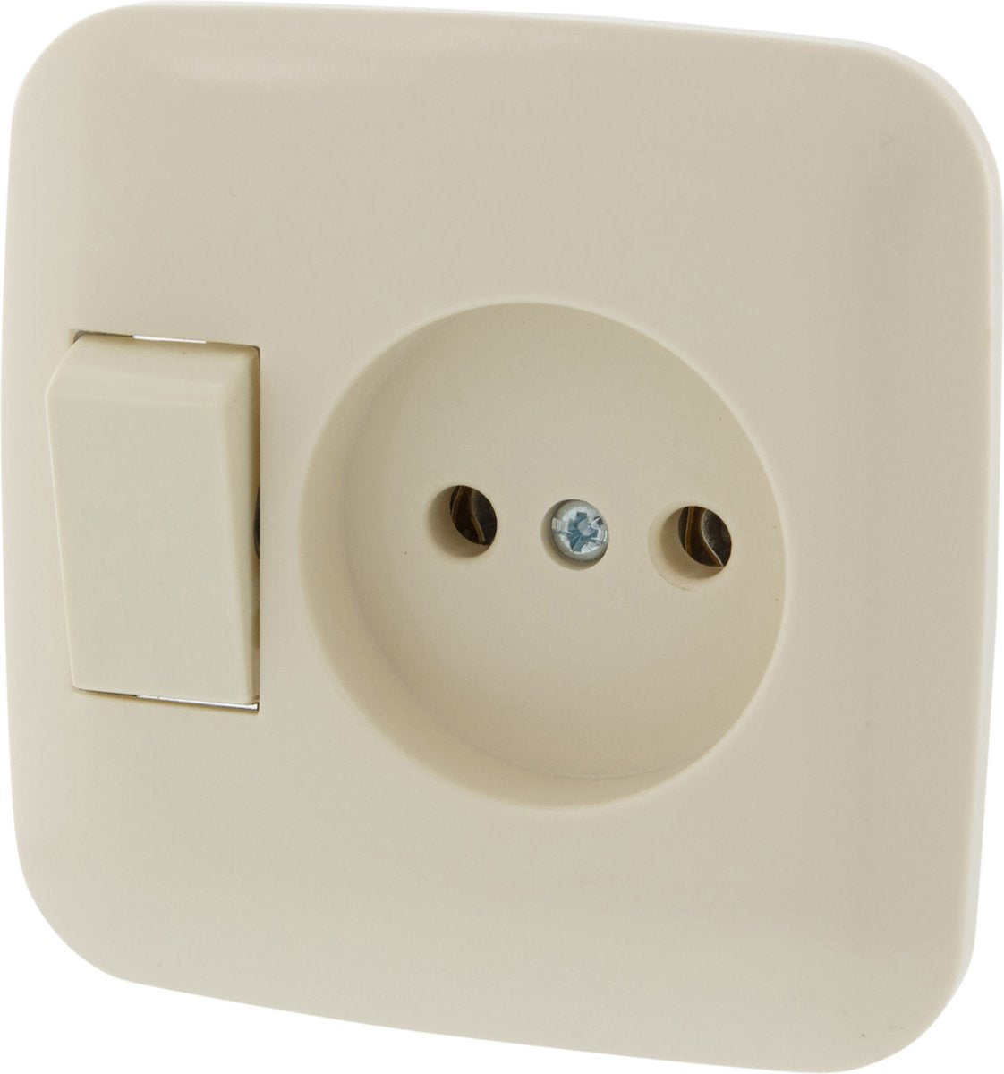 Busch-jaeger si inbouw basiselement combinatie wandcontactdoos (wcd) 1-voudig + wisselschakelaar crème