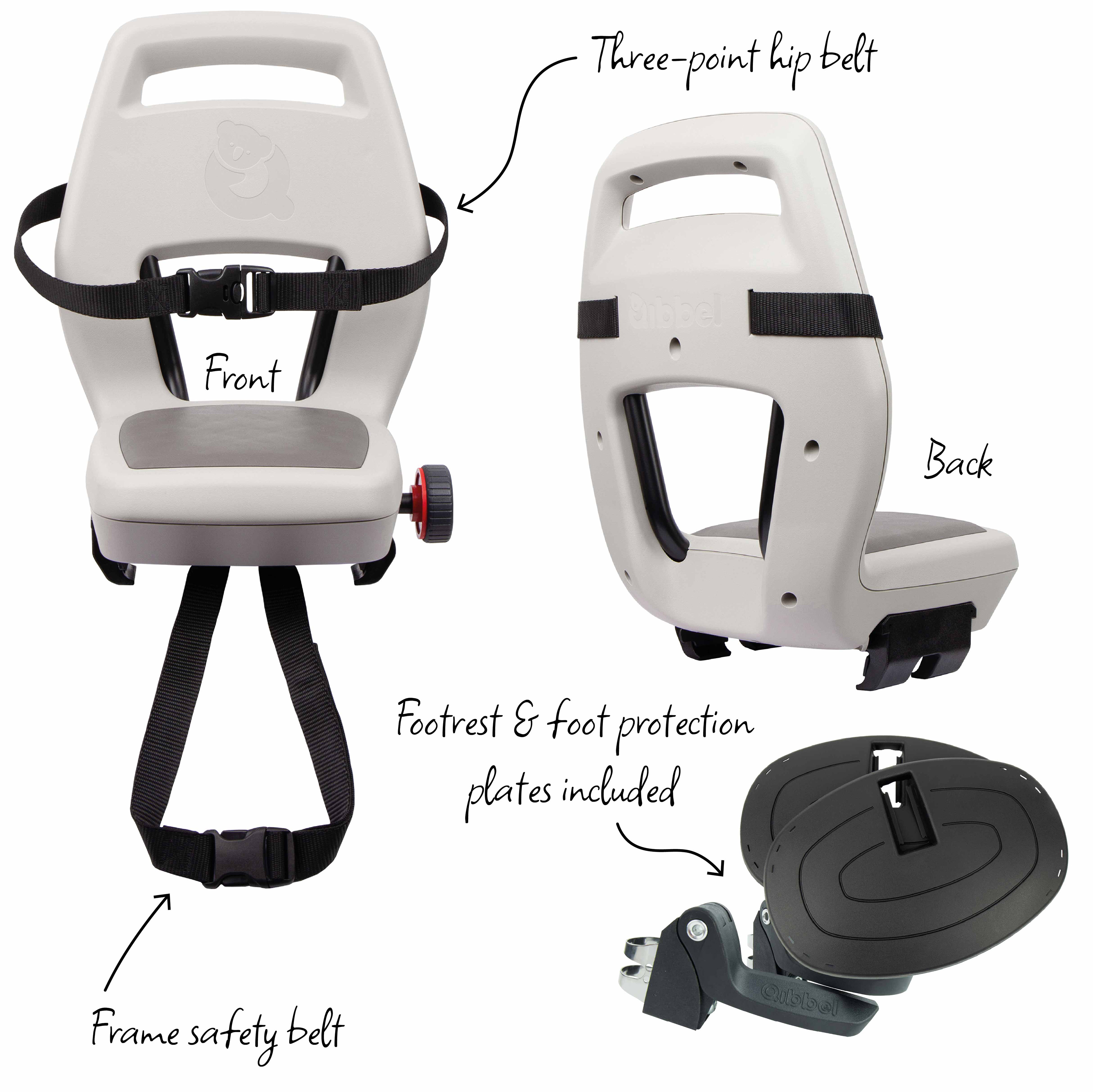 Qibbel achterzitje junior pebble grey q365