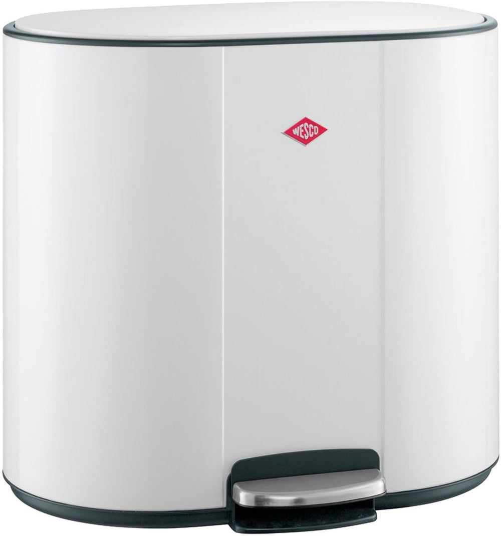 Wesco multicollector 2 prullenbak afvalscheiding (2x25 liter) | 50 liter | metaal - mat wit | duo pedaalemmer met soft close en geurfilter