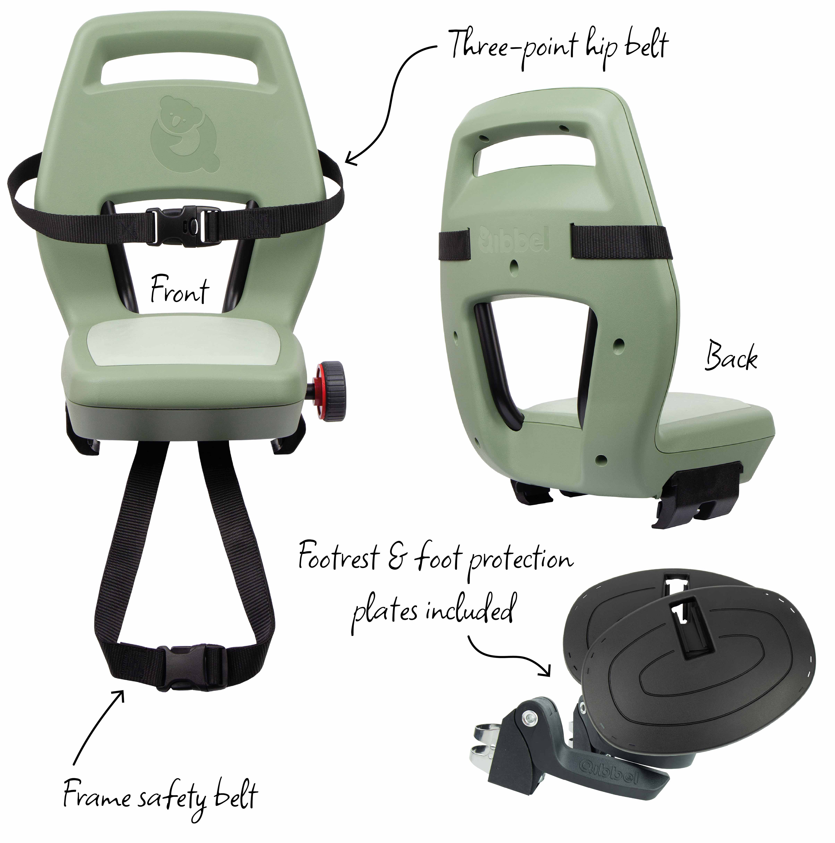 Qibbel achterzitje junior sage green q367