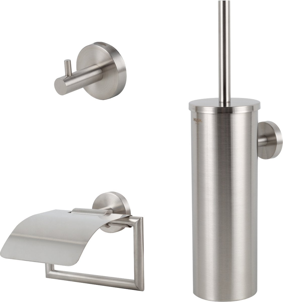 Hush. living hush living - toiletaccessoireset 3-delig - geborsteld staal - rvs