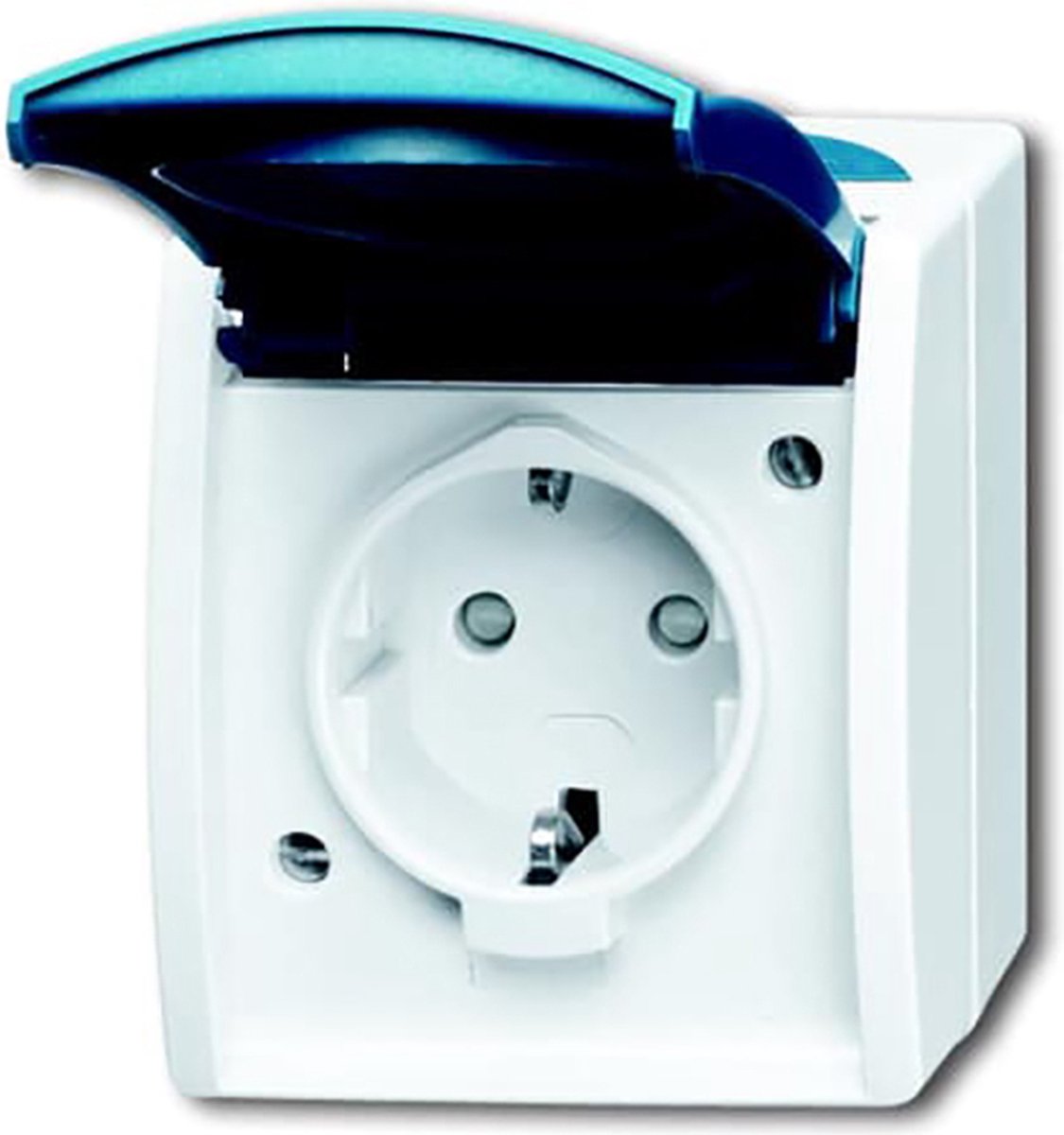 Busch-jaeger abb 2cka002083a0842 geaard stopcontact ip44 grijs-wit (ral 7035), blauw-groen