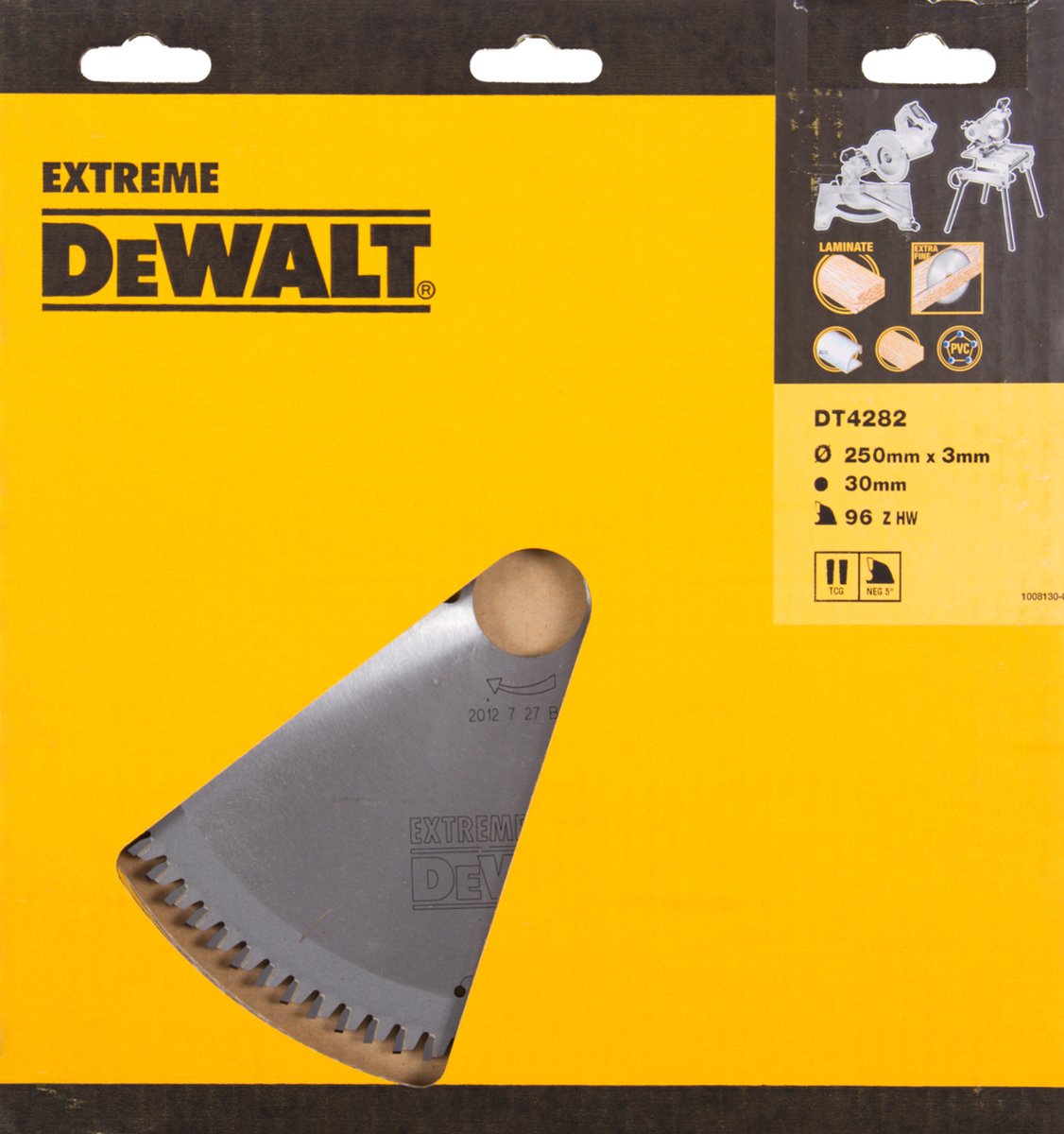Dewalt cirkelzaagblad voor laminaat | extreme | ø 250mm asgat 30mm 96t - dt4282-qz