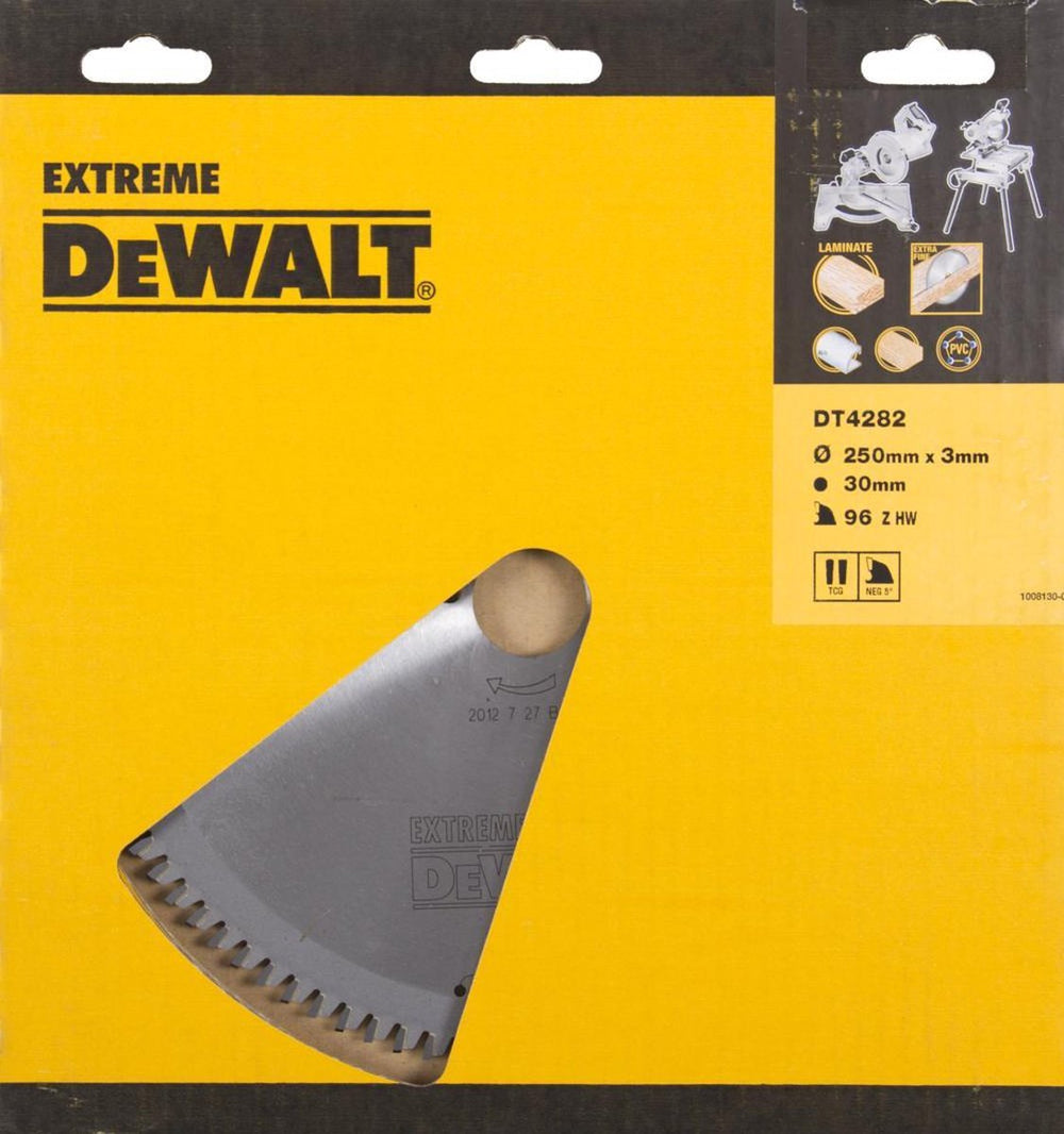 Dewalt cirkelzaagblad voor laminaat | extreme | ø 250mm asgat 30mm 96t - dt4282-qz