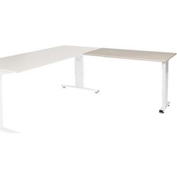 Aanbouwtafel schaffenburg lin-pla126-lerw-m25 120x60x65-85cm lindberg eik, wit