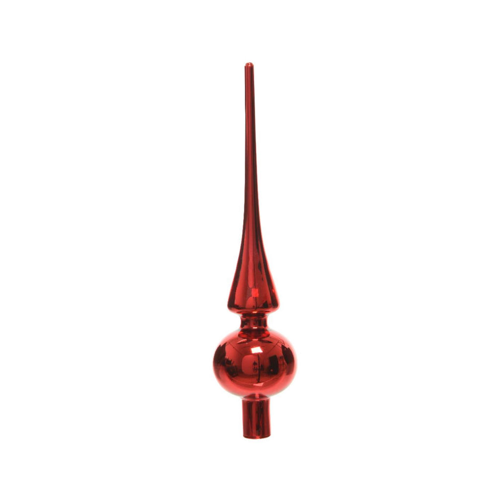Decoris piek glas glans kerstrood dia6x26cm
