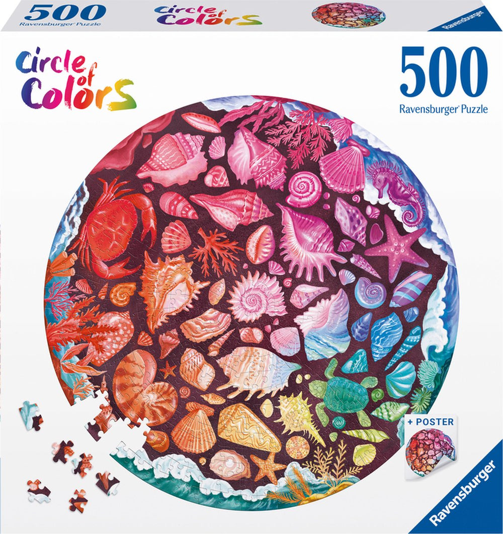 Ravensburger Jigsaw Puzzle Circle of Colors Seashells, 500 pieces.