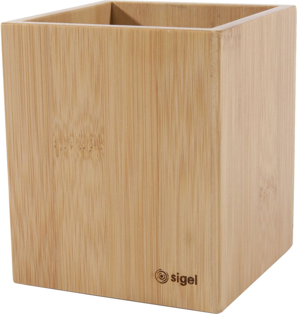 Sigel pennenkoker - eyestyle - 9,2 x 9,2 x 10,6 cm - bamboe - si-sa204
