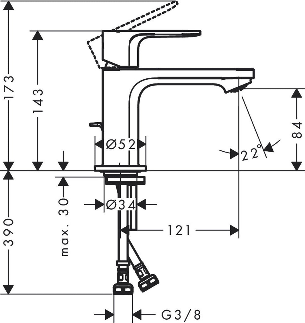 Hansgrohe rebris e 1-gats wastafelkraan 80 coolstart m. waste chroom