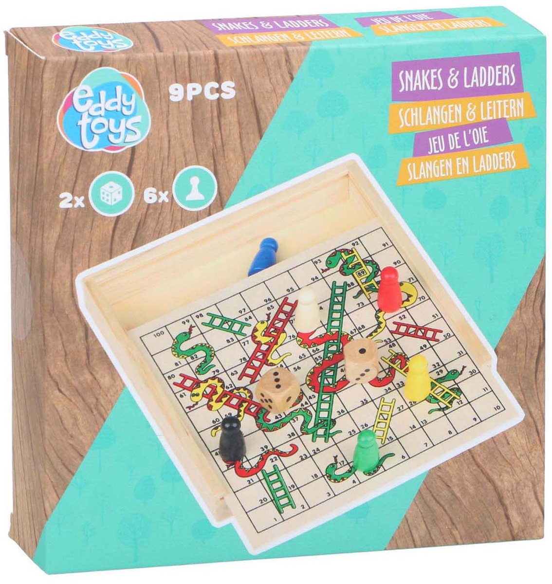 Merkloos sans marque houten slangen en ladders spel klassiek bordspel houten speelgoed.