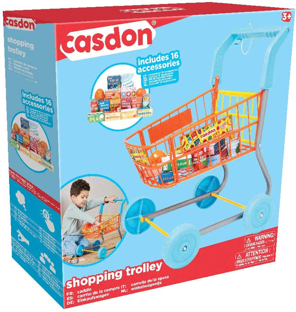 Casdon speelgoed winkelwagen - kleurrijke shopping trolley voor kinderen.