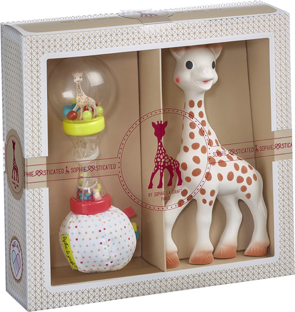 Sophie de giraf sophiesticated cadeauset - baby speelgoed - maracas rammelaar - kraamcadeau – babyshower cadeau - 4-delig