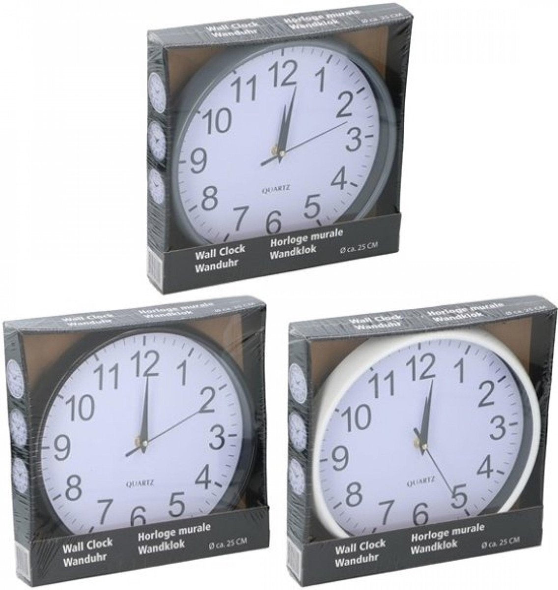 Massamarkt wandklok station zwart 25 x 3 cm