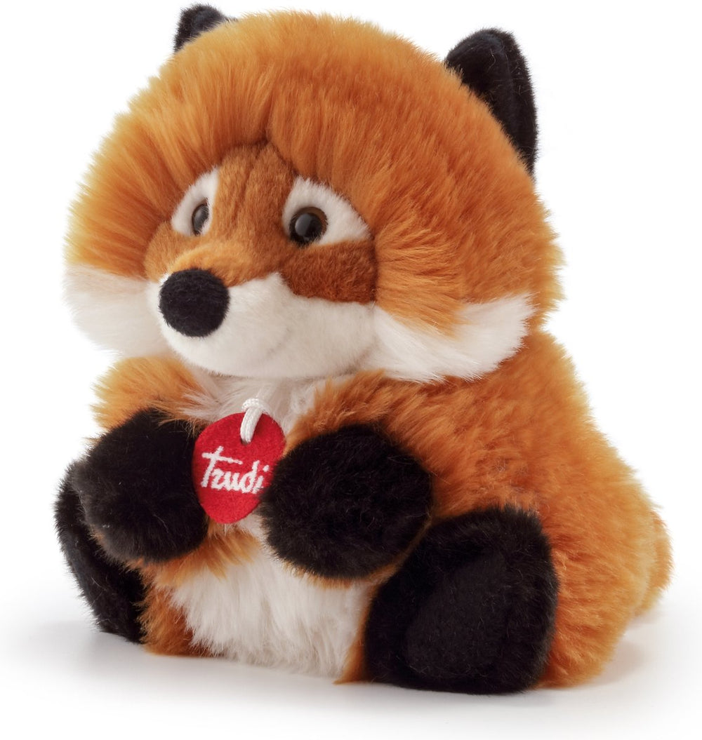 Trudi - fluffies knuffel vos 19 cm - handgemaakt in italie - zacht pluche - knuffeldier voor jongens en meisjes - bruin - 17x19x19 cm maat s