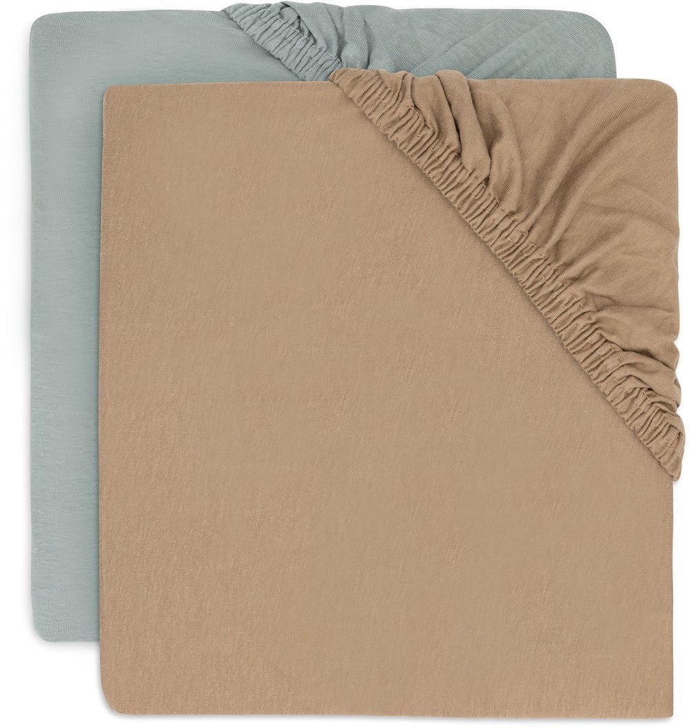 Jollein baby - hoeslaken jersey 60x120cm - ledikant babybed - zacht katoen - 2 stuks - sea green biscuit