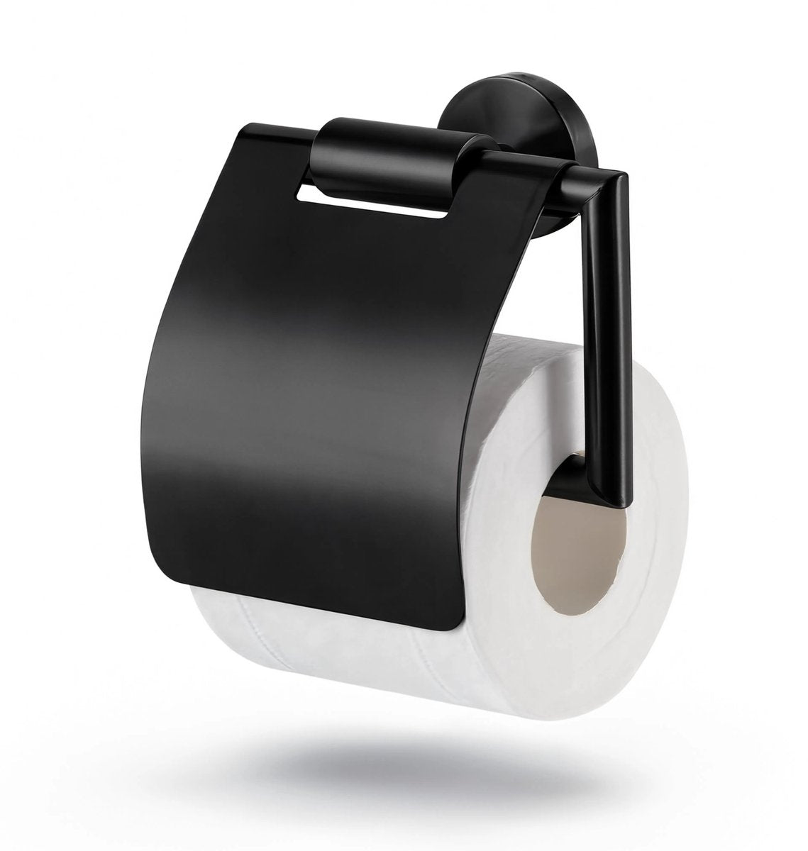Hush. living hush living - toiletrolhouder met klep - rvs - wandmontage - geborsteld staal matte finish - inclusief bevestigingsmateriaal - zwart