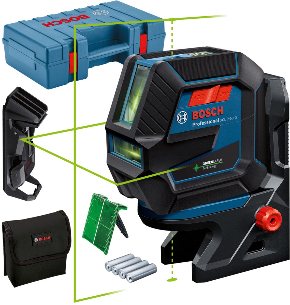 Bosch professional gcl 2-50 g kruislijnlaser groen in koffer - 0601066m02