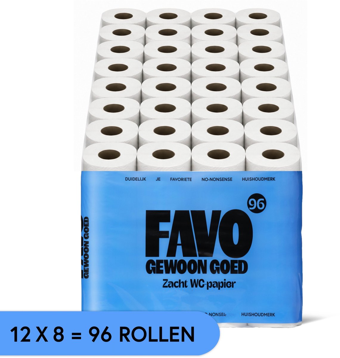 Favo gewoon goed favo toiletpapier – 96 rollen – 180 vellen per rol – zacht sterk wc-papier – voordeelverpakking