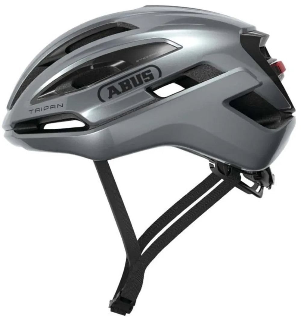 Abus fietshelm taipan led graphite silver s - 51-55 cm - zilver - geschikt voor gebruik op gravel bikes - 275 g