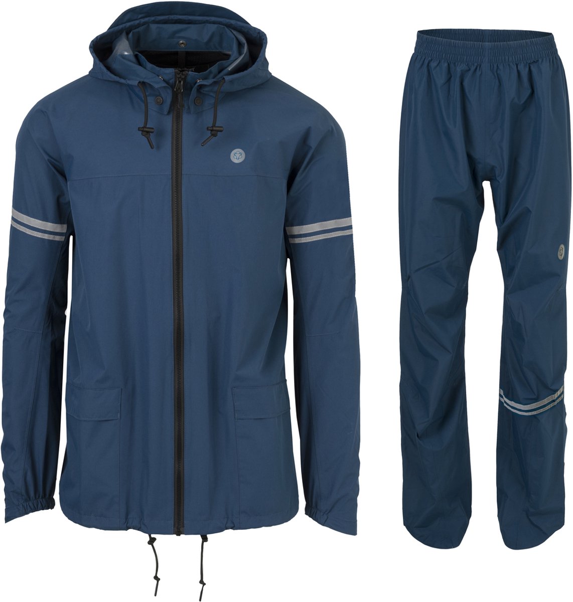Agu original essential regenpak – 100% waterdicht winddicht – dames heren - poray 5.000 – gerecycled materiaal – blauw - m