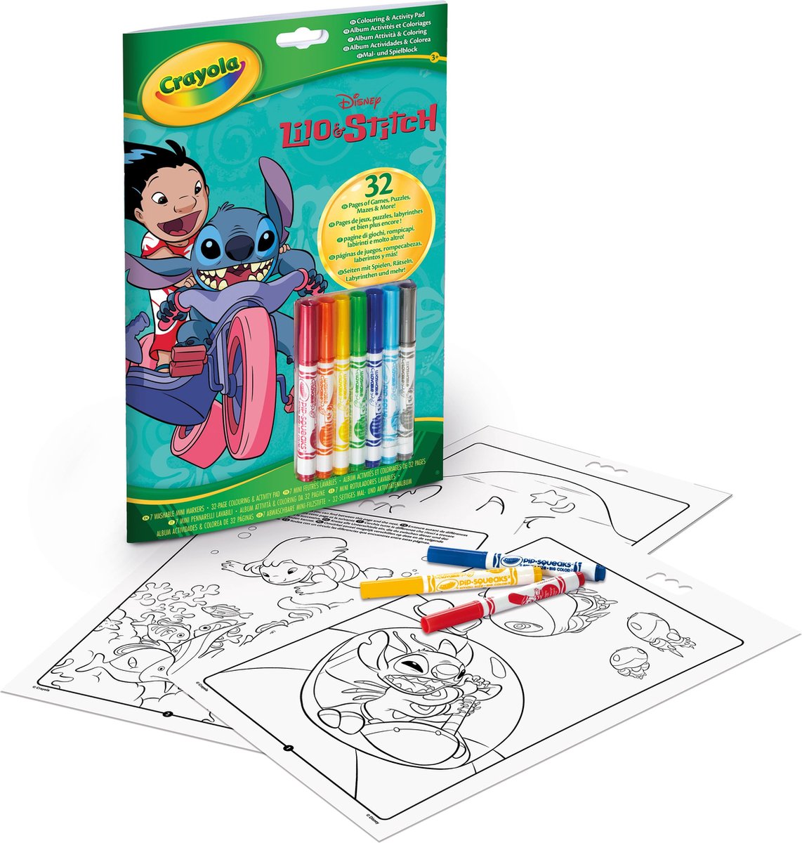 Crayola - kleurboek - disney lilo en stitch - 32 kleurplaten en 7 mini uitwasbare viltstiften