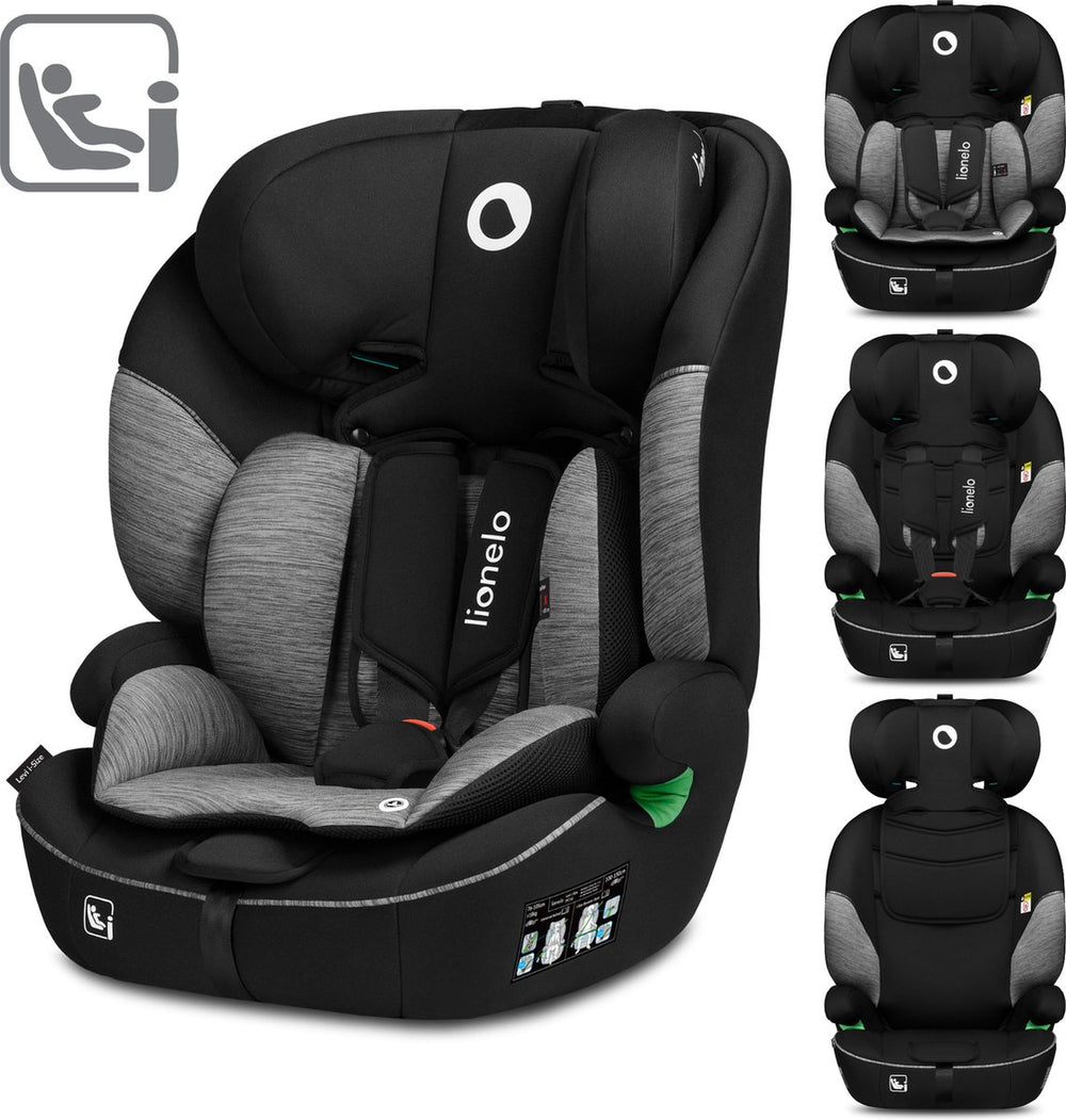 Lionelo levi - autostoel - vanaf 1,5 tot 12 jaar (76-150 cm 9-36 kg groep 1 2 3) - comfortabele brede zitting - memory foam - 10-standen hoofdsteun - i-size autostoeltje
