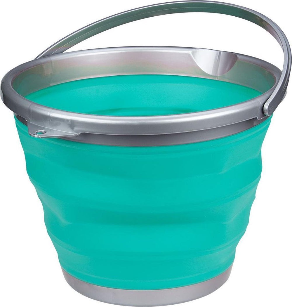 Abbey camp opvouwbare emmer - 15 liter - groen grijs - met handvat - compact opvouwbaar