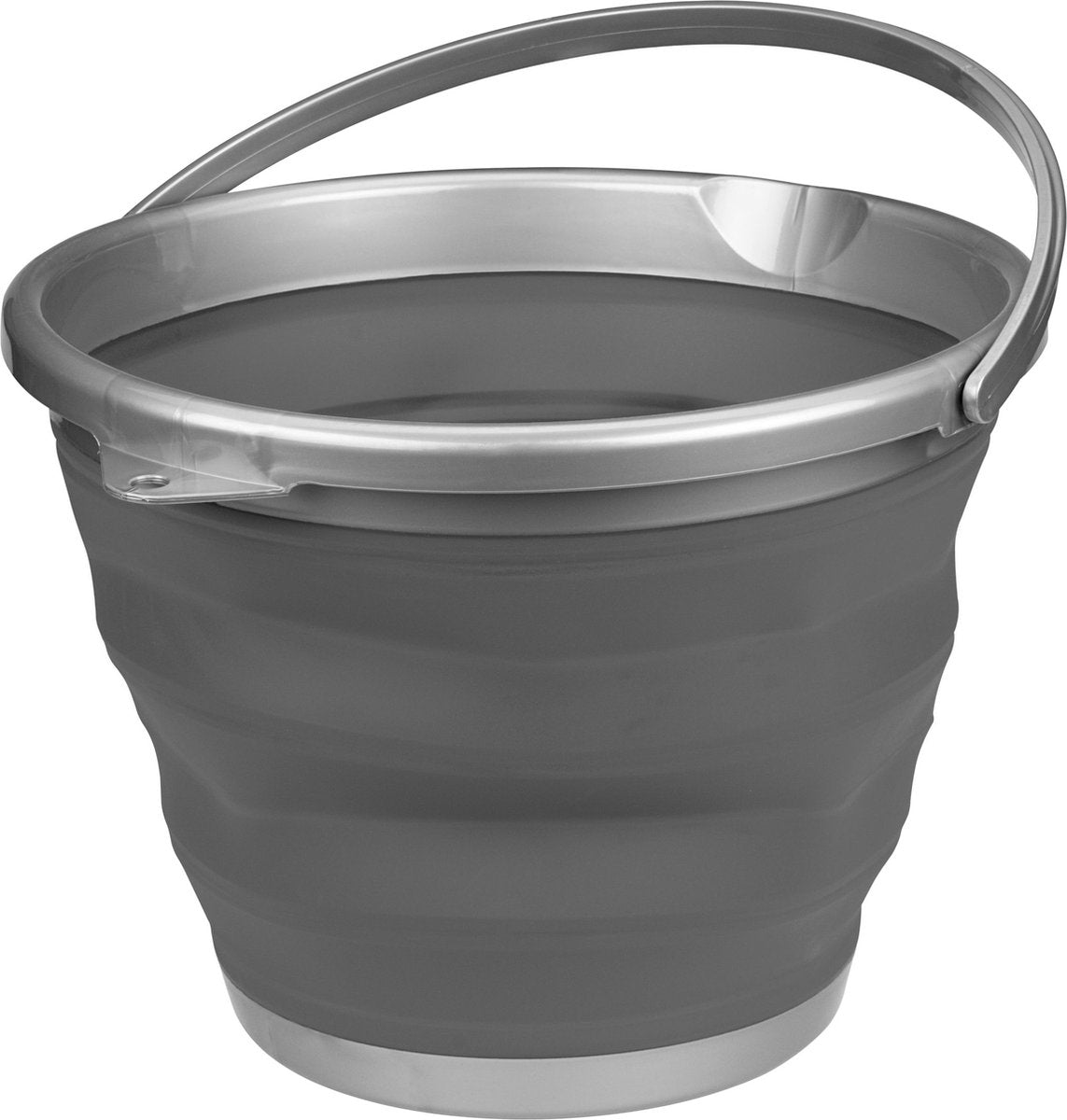 Abbey camp opvouwbare emmer - 15 liter - grijs antraciet - met handvat - compact opvouwbaar