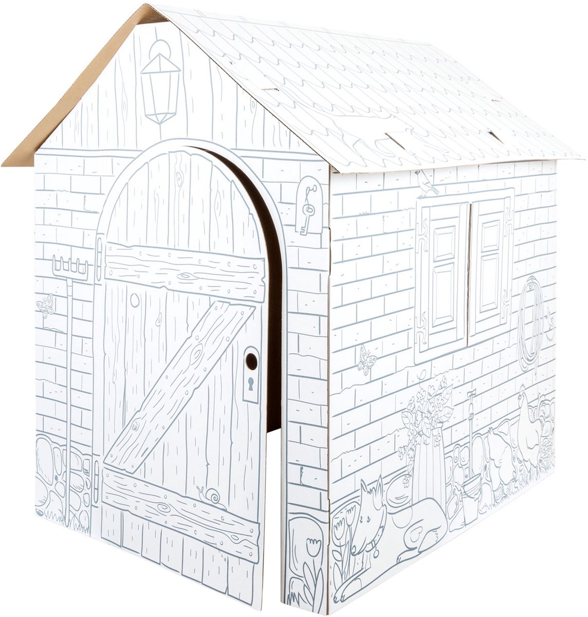 Kleine voet - bewegende speelhuis boerderij, 87x71x88cm