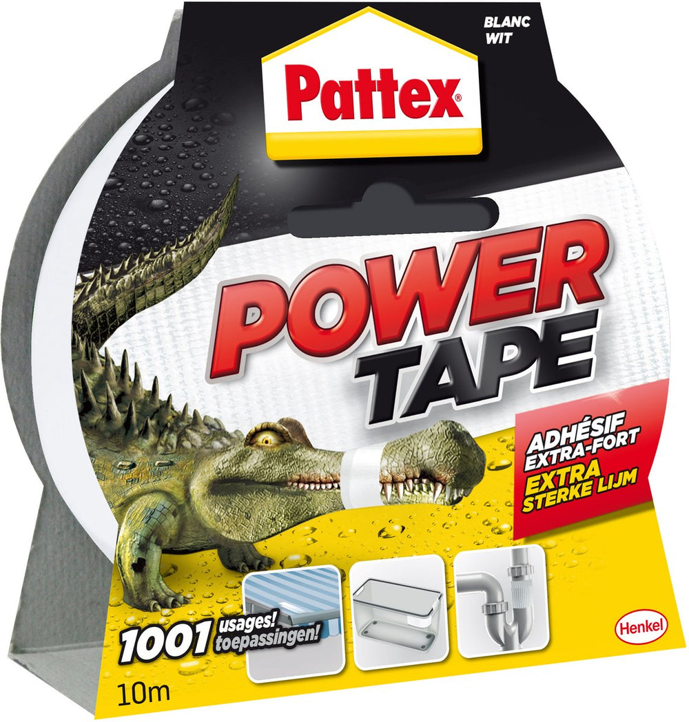 Pattex power tape 10 m wit | power duct tape voor universeel gebruik | waterdichte extreem sterk | premium grip ducktape.