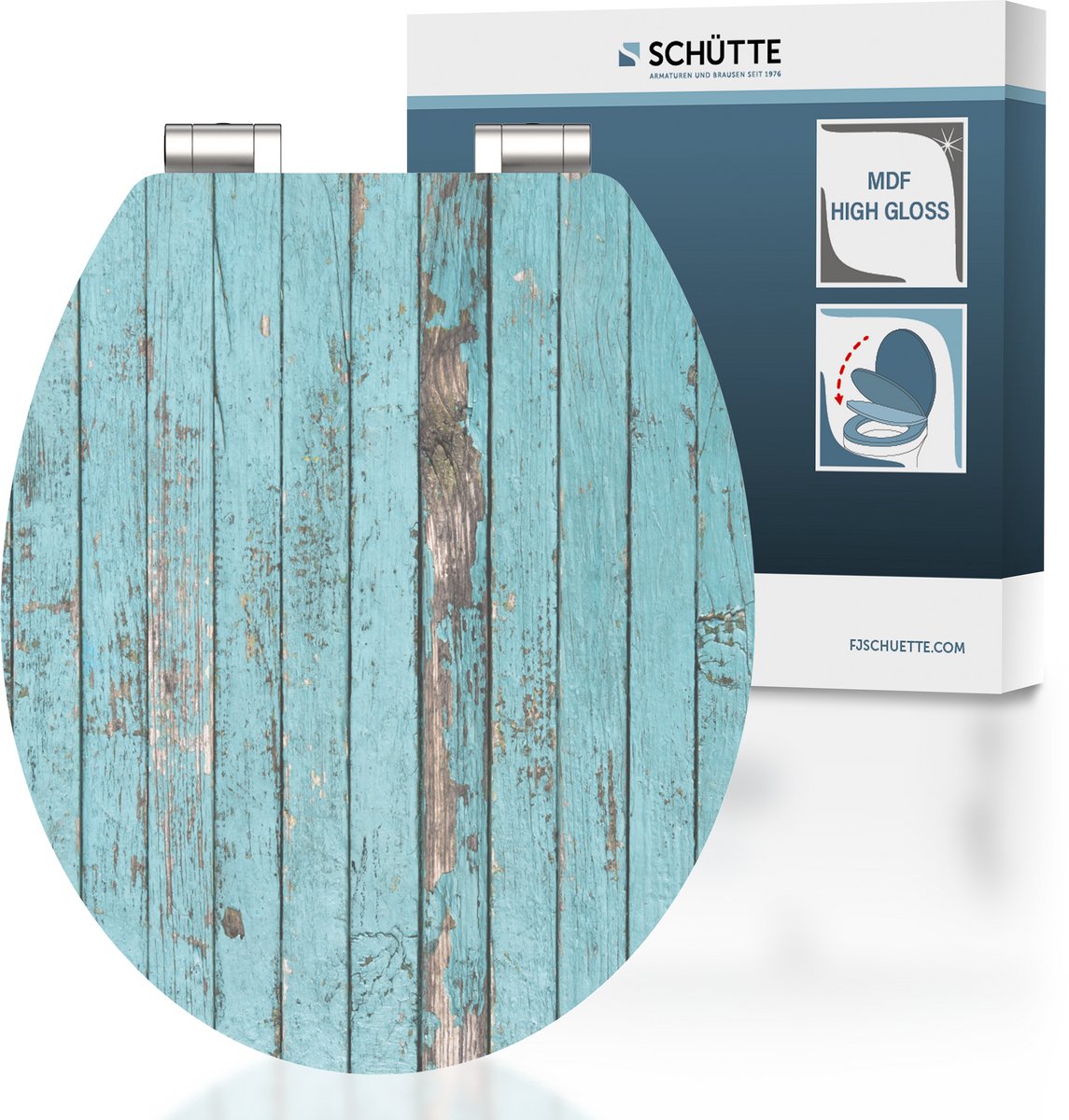 Schütte toiletbril met soft-close blauw hout mdf hoogglans