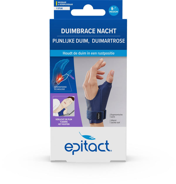 Epitact duimorthese nacht links maat m – duimbrace bij duimartrose en rhizartrose – flexibele ondersteuning – wasbaar - 1 stuk
