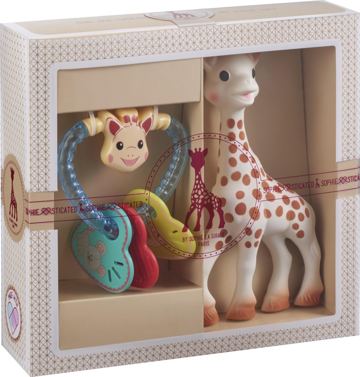 Sophie de giraf sophiesticated cadeauset - baby speelgoed - hart bijtring - kraamcadeau – babyshower cadeau - 4-delig