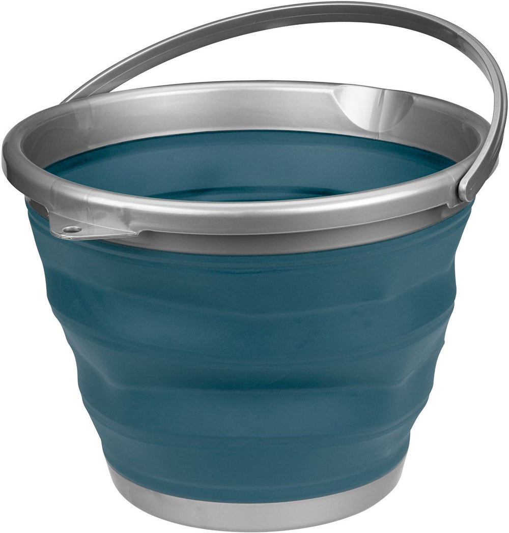 Abbey camp opvouwbare emmer - 10 liter - blauw grijs - met handvat - compact opvouwbaar