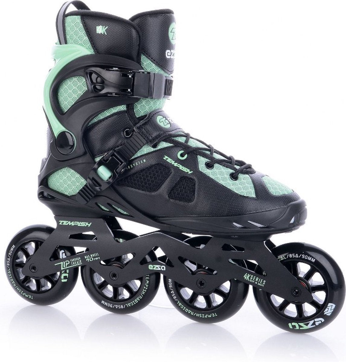 Tempish ezza 90 dames skeelers – 4x90mm wielen – fitness inline skates – zwart groen – maat 39
