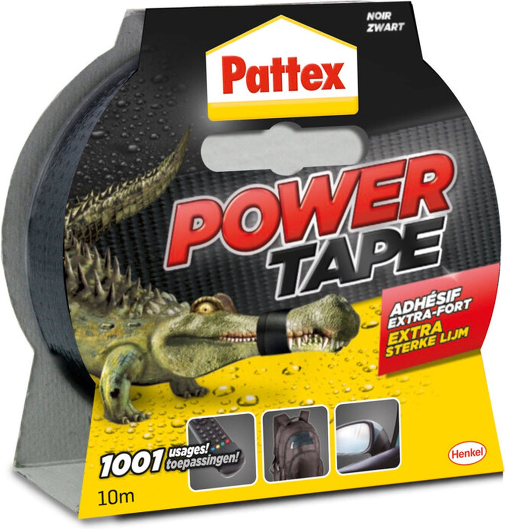Pattex power tape 10 m zwart | power duct tape voor universeel gebruik | waterdichte extreem sterk | premium grip ducktape