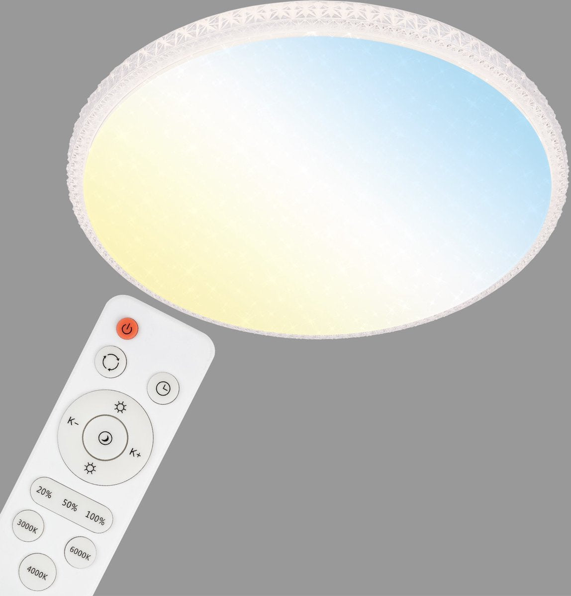 Briloner style - plafonnière - plafondlamp met sterdecor en transparante kristallen - plafondlamp dimbaar - incl. afstandsbediening - incl. nachtverlichting - timer memory functie - wit - ø 59,5cm - led - 48w 4.000lm