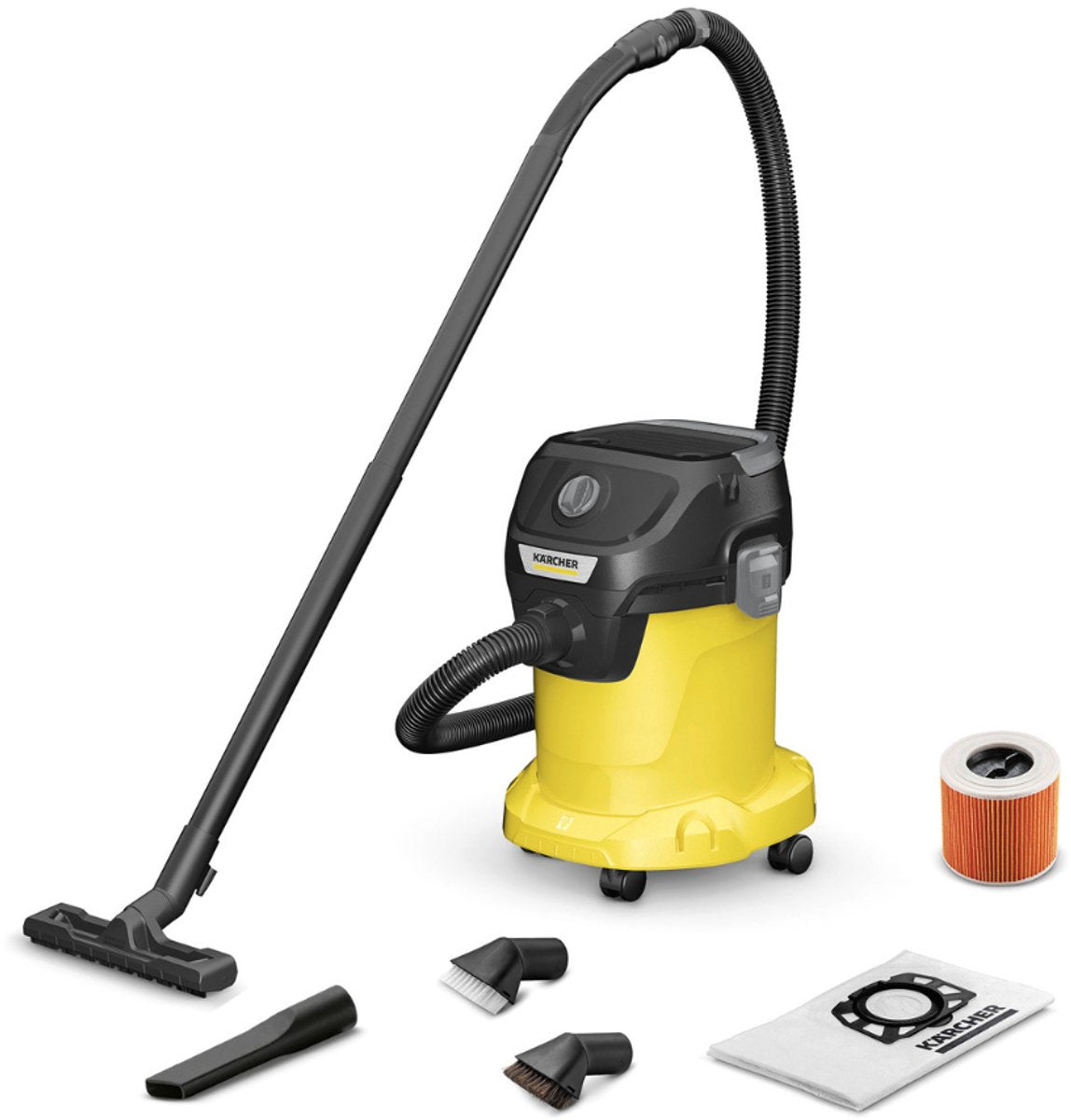 Kärcher kwd 3 v-17 4 20 suction brush kit nat- en droogzuiger - 17 liter container - incl. extra borstels - vliesfilterzak - compact
