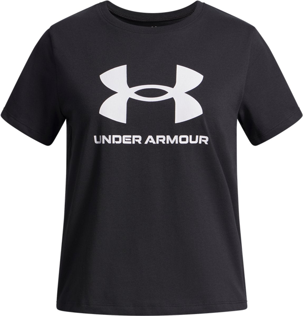 Under armour ua big logo ss unisex sportshirt - zwart - wit