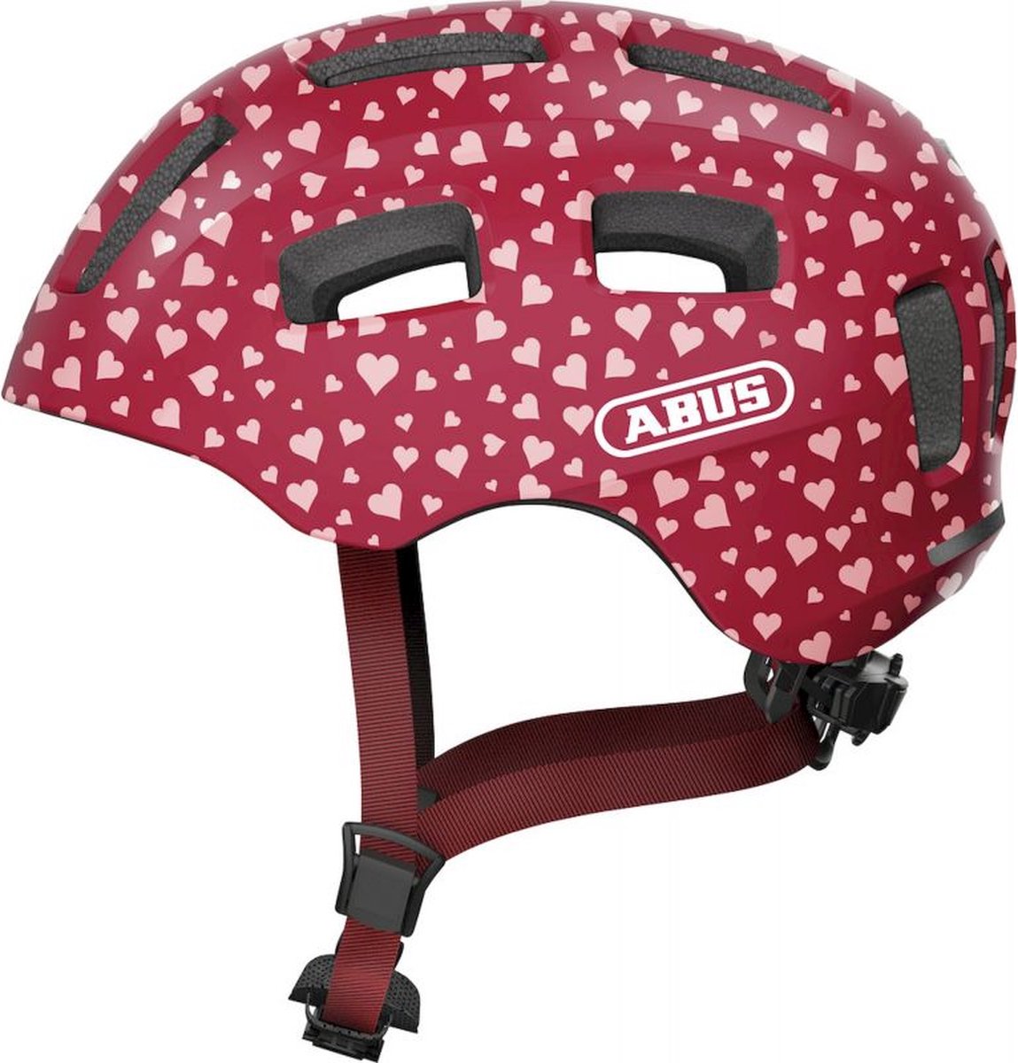 Abus fietshelm youn-i 2.0 cherry heart m - 52-57 cm - rood - geschikt voor gebruik op elektrische fietsen - stadsfietsen - 260 g
