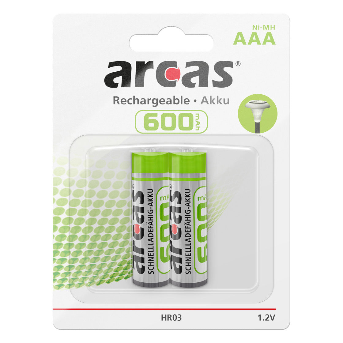 Oplaadbare Batterijen ARCAS Oplaadbare NimH AAA HR03 600mAh, 2st.
