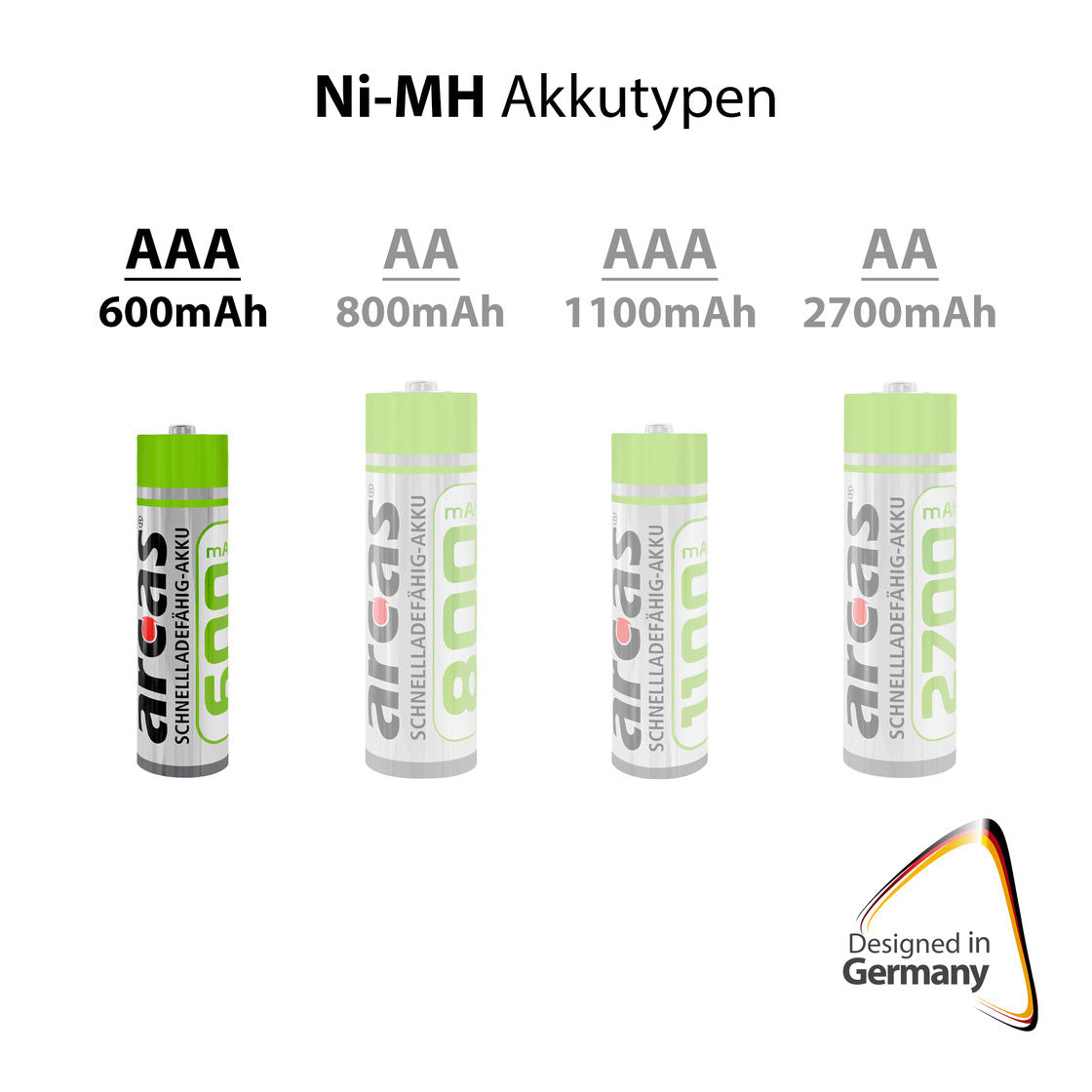 Oplaadbare Batterijen ARCAS Oplaadbare NimH AAA HR03 600mAh, 2st.