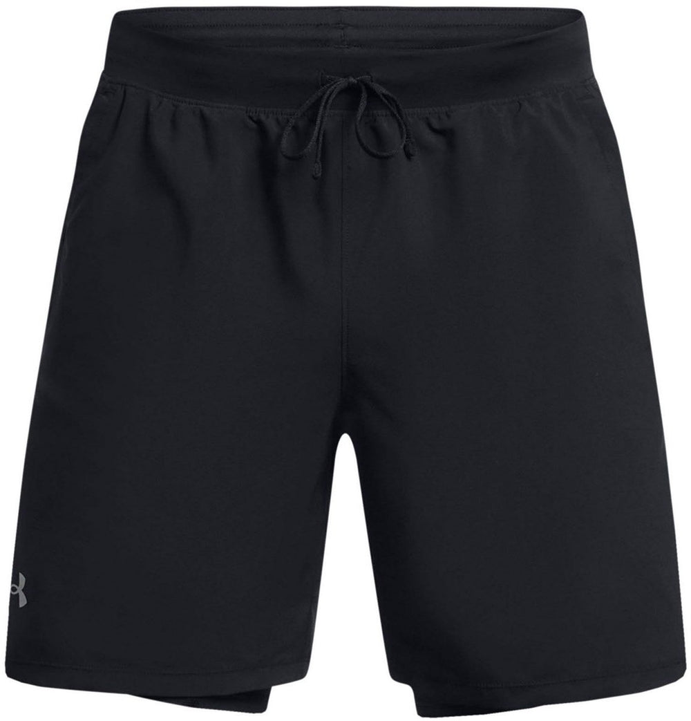 Under armour ua launch 7'' 2-in-1 shorts-blk heren sportbroek - zwart - reflecterend