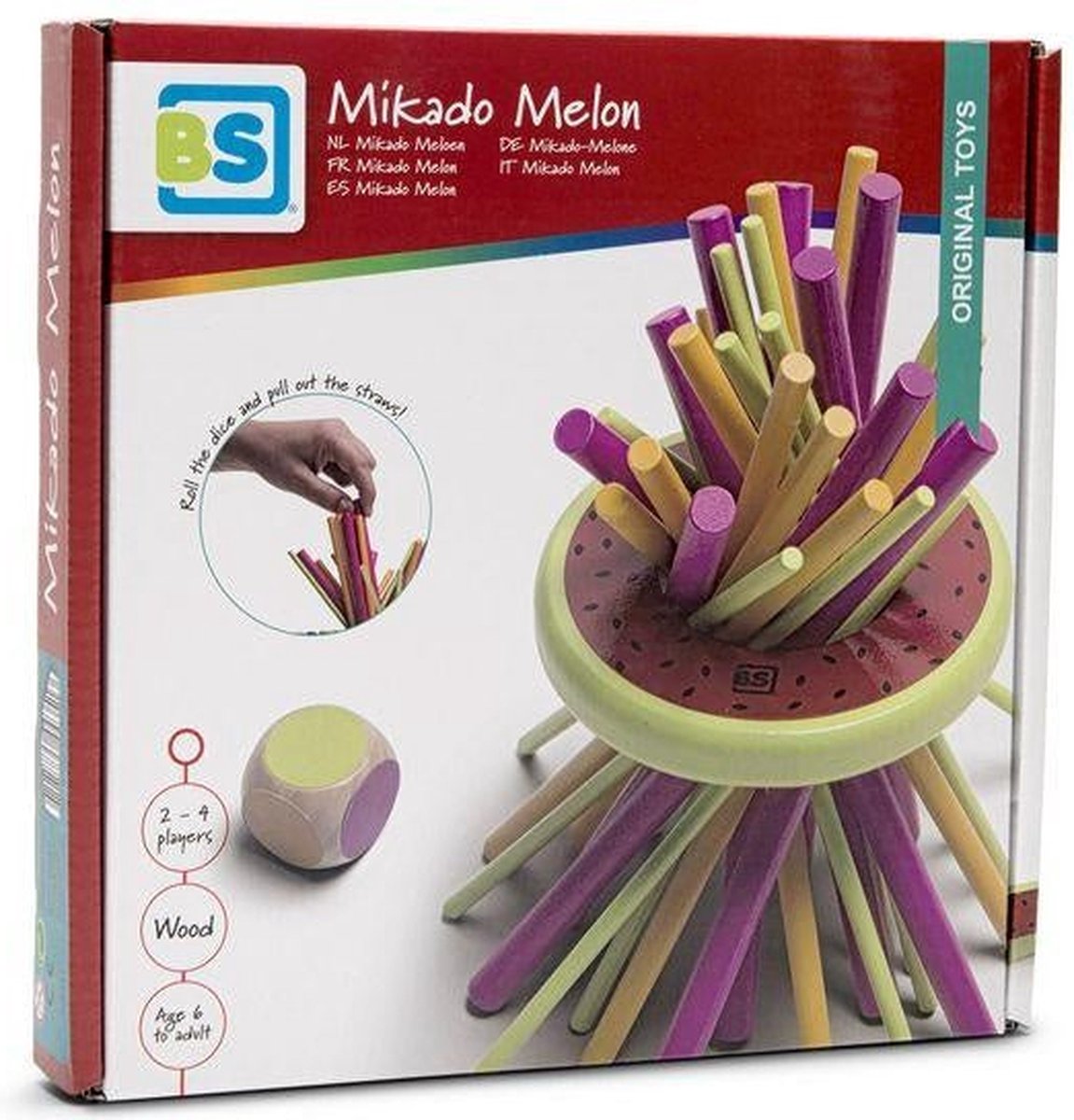 Bs speelgoed mikado meloen houten spel, 31dlg.