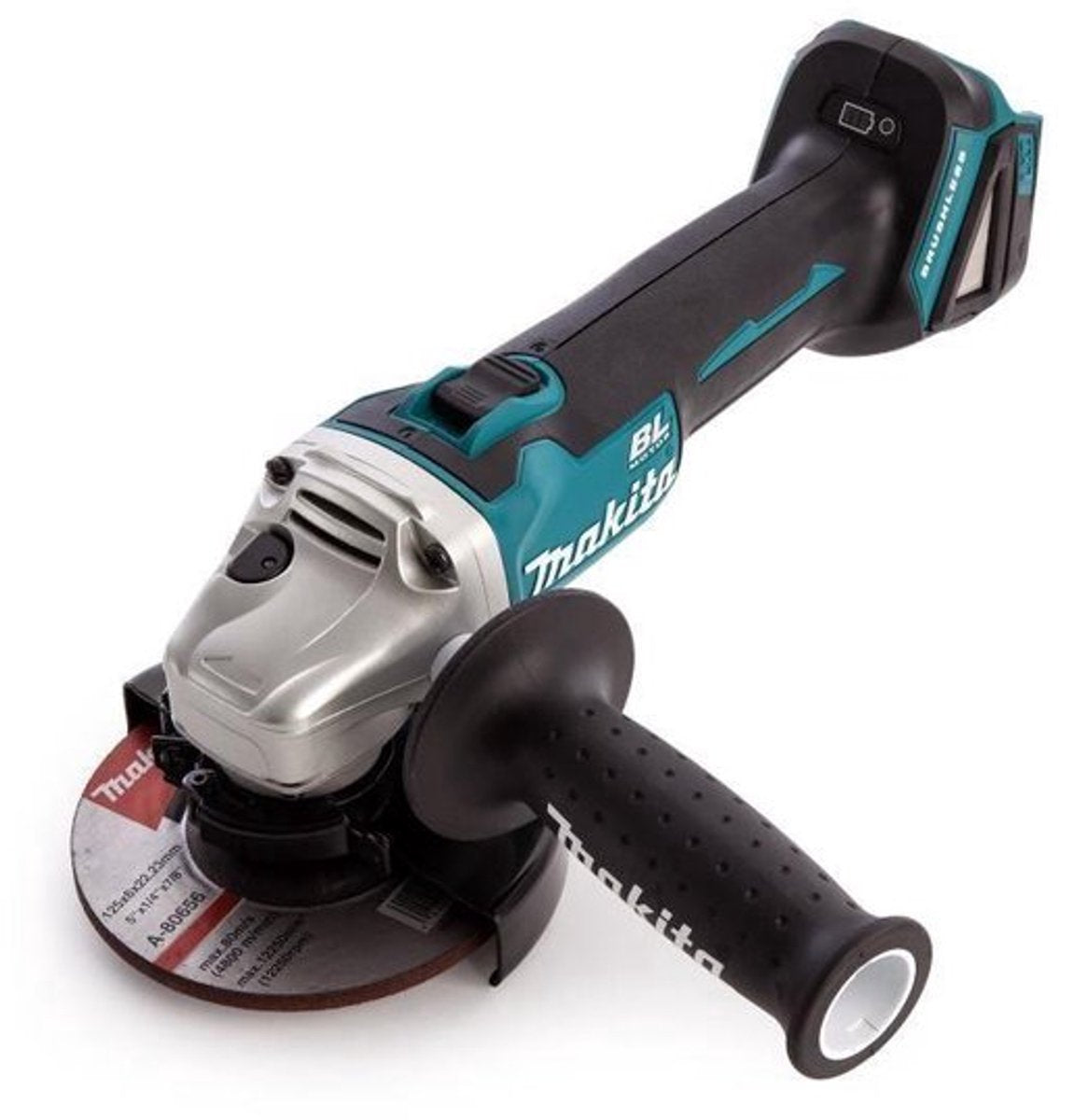 Makita dga506z 18v li-ion accu haakse slijper body - 125mm - koolborstelloos - softstart - losse body (geleverd zonder accu en lader)