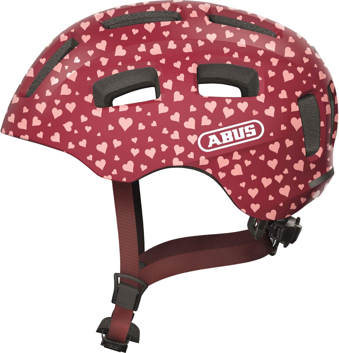 Abus fietshelm youn-i 2.0 cherry heart s - 48-54 cm - rood - geschikt voor gebruik op elektrische fietsen - stadsfietsen - 240 g