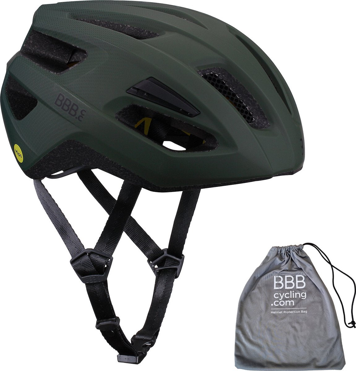 Bbb cycling dune mips 2.0 fietshelm volwassenen - mtb helm racefiets helm met helmtas - wielrenhelm - fietshelm dames - fietshelm heren - olijfgroen - maat m - bhe-22t